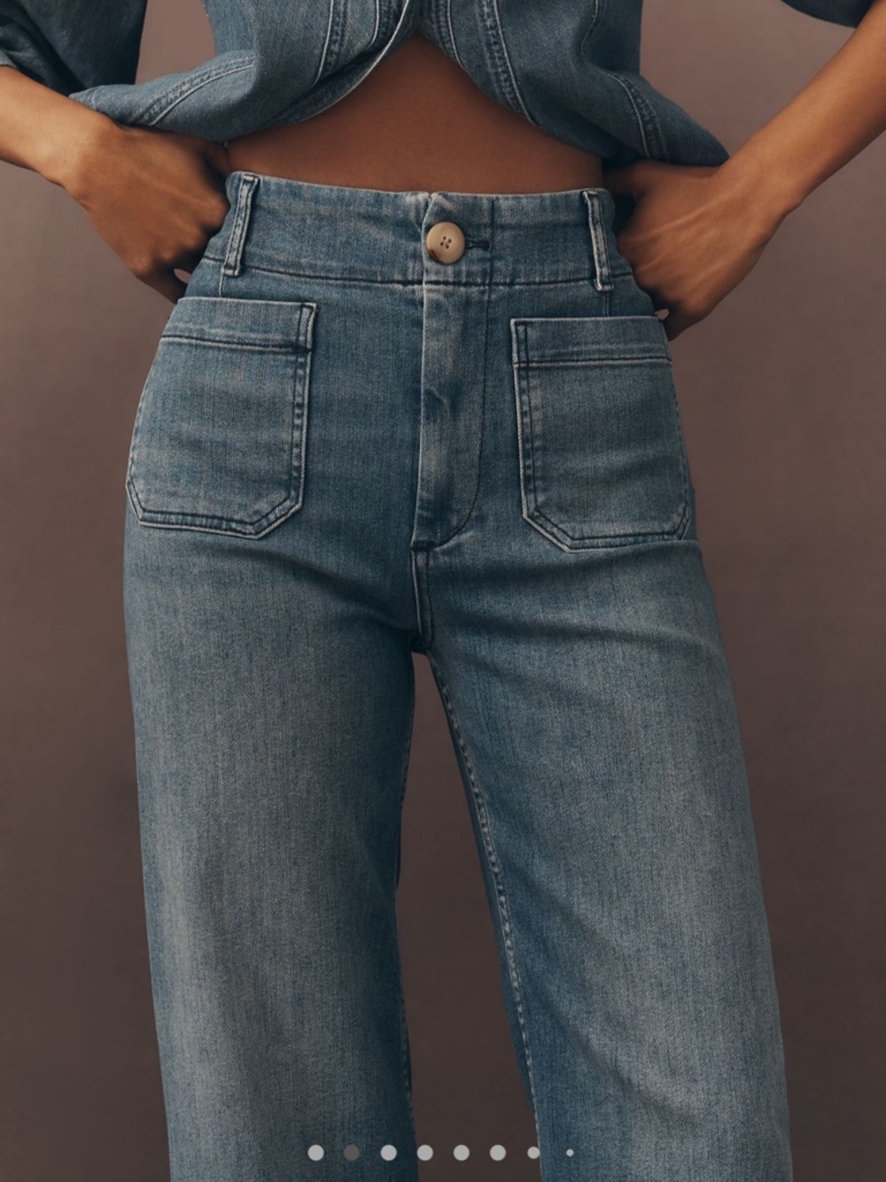 Anthro Colette Cropped High Rise Wide Leg Jeans. Size 29 petite.